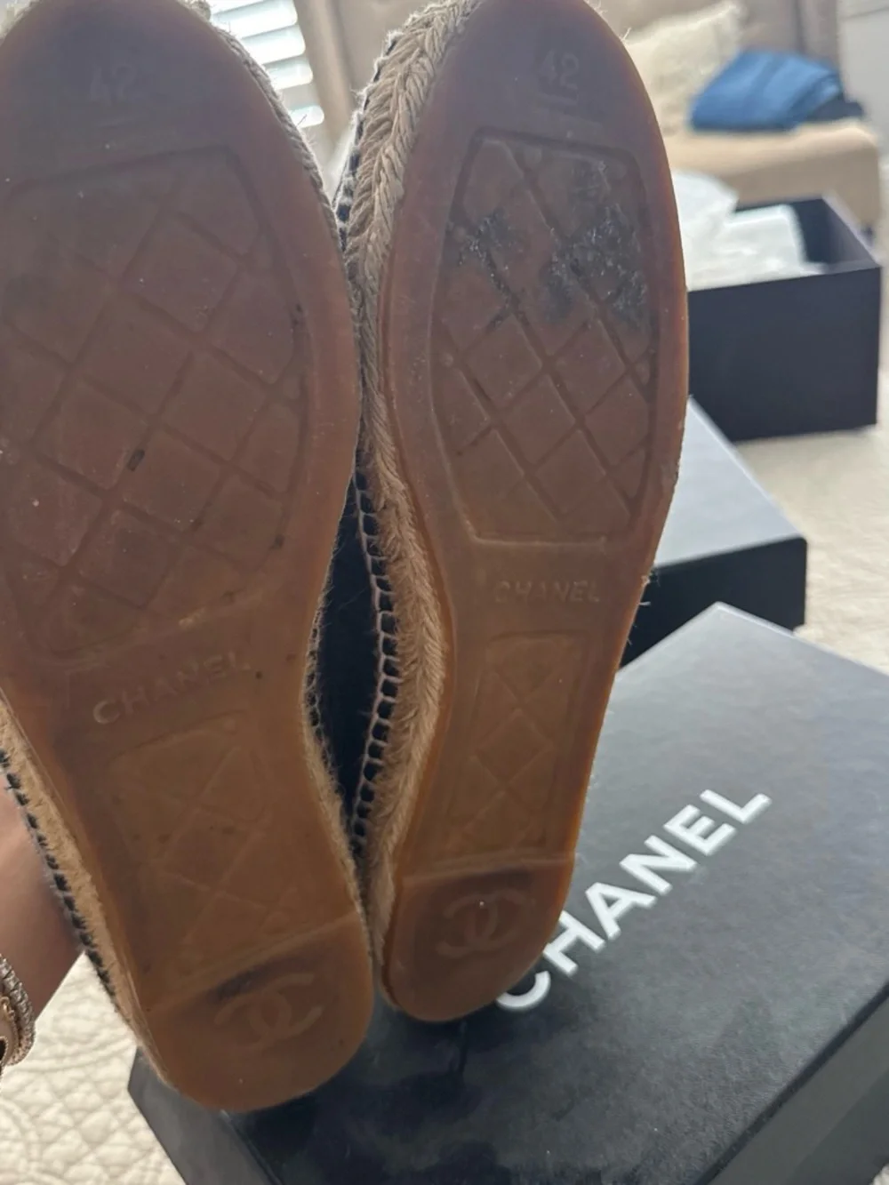 CHANEL Black Velvet & Canvas Espadrilles